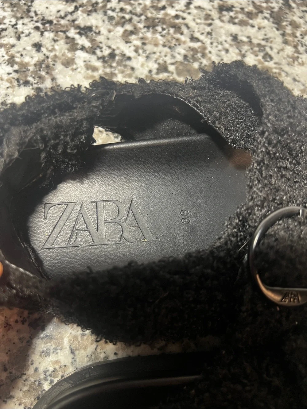 Zara Black Boucle Textured Slide Sandals EUR 38 US 8 - Picture 2 of 6